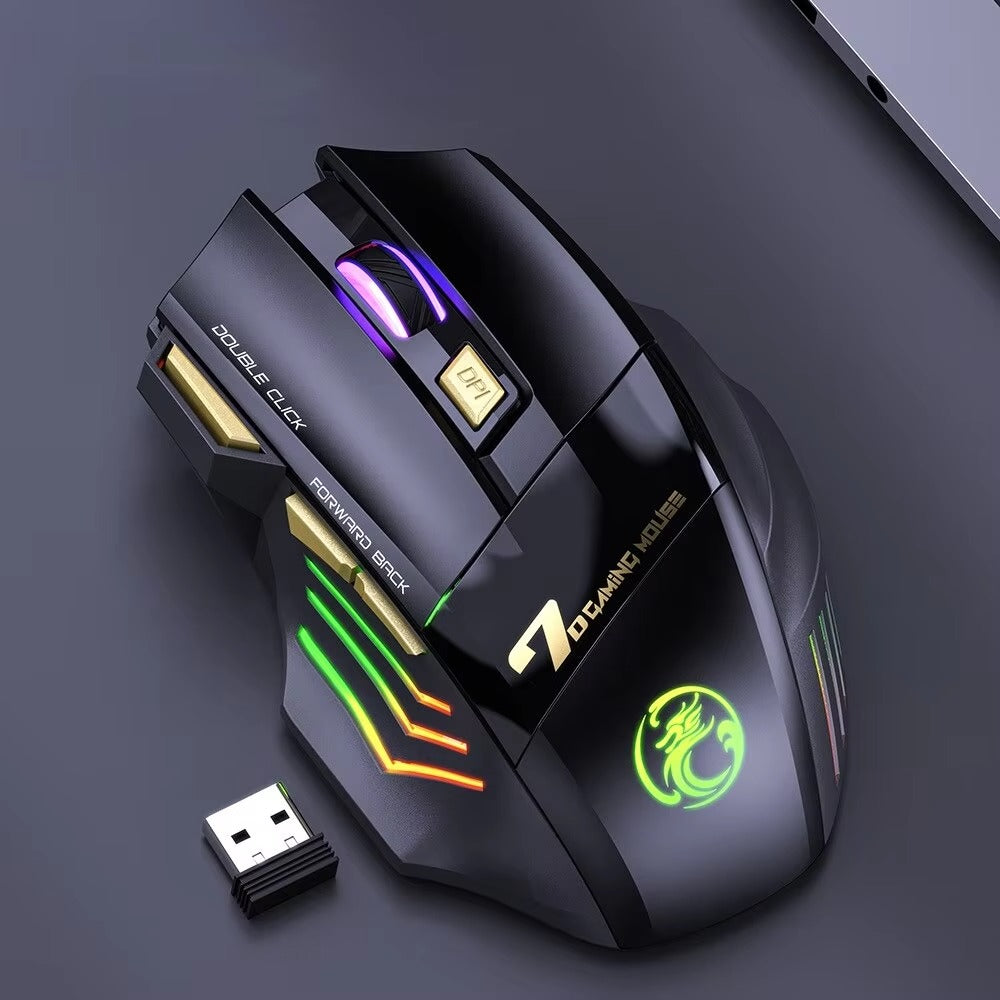 Wireless Gaming Mouse USB IMICE GW-X7 3200DPI Dual Mode Rechargeable 7 Keys 2.4Ghz Silent Mouse Bluetooth 7-color Breathing LED