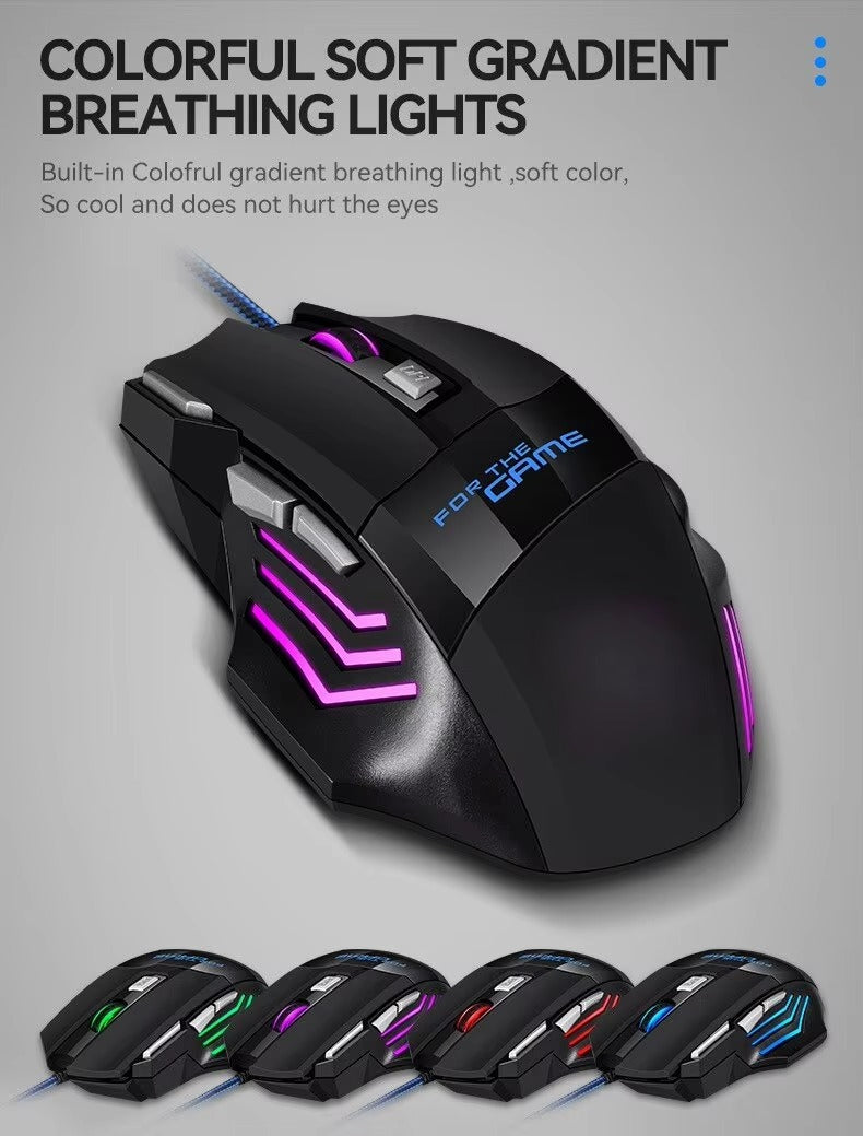 New Hyperspeed USB Gaming Mouse RGB Backlit Ergonomic Game Mice 7D Esports Wired Mouse for Laptop PC Gamer