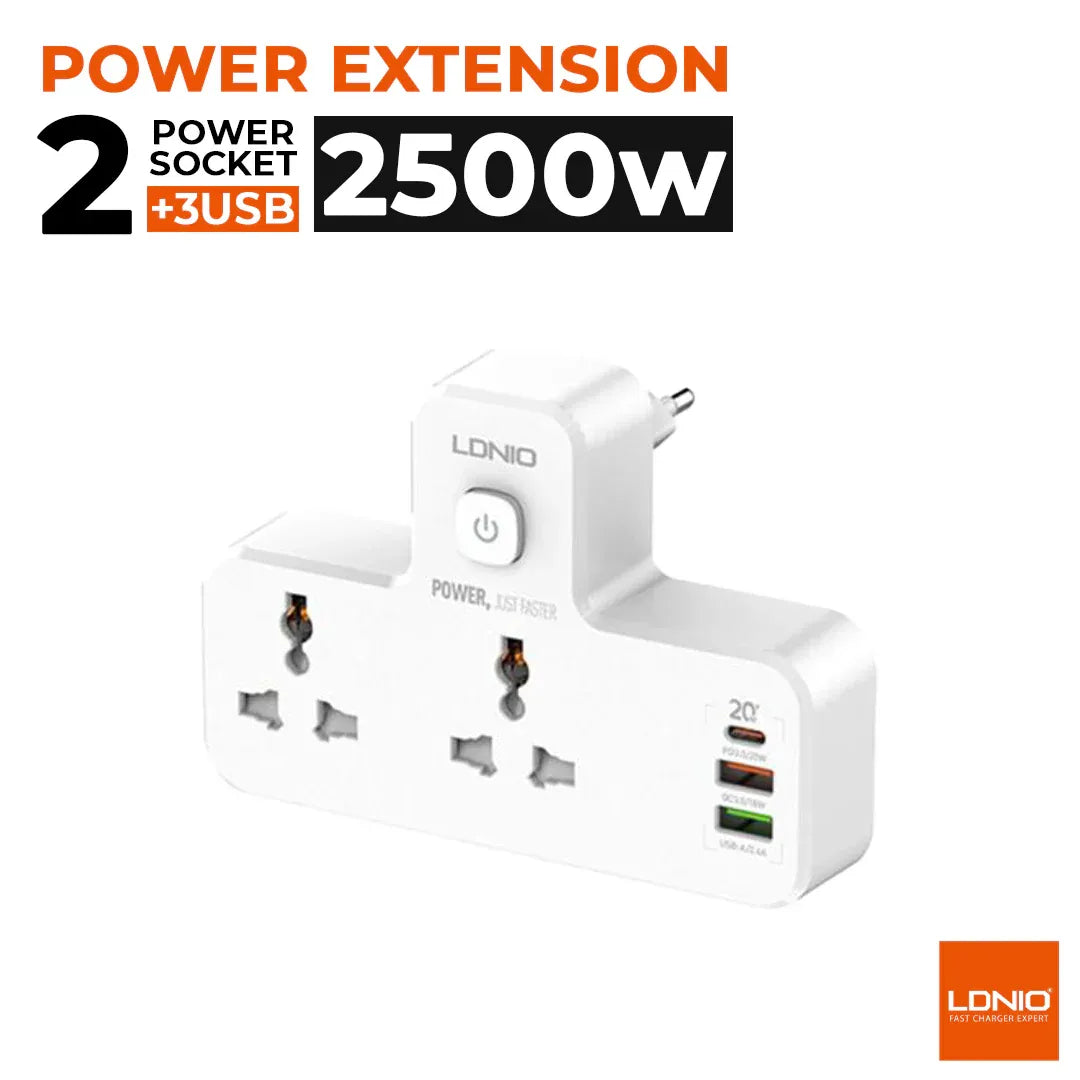 LDNIO 2 AC Outlets Portable Extension Power Socket SC2311