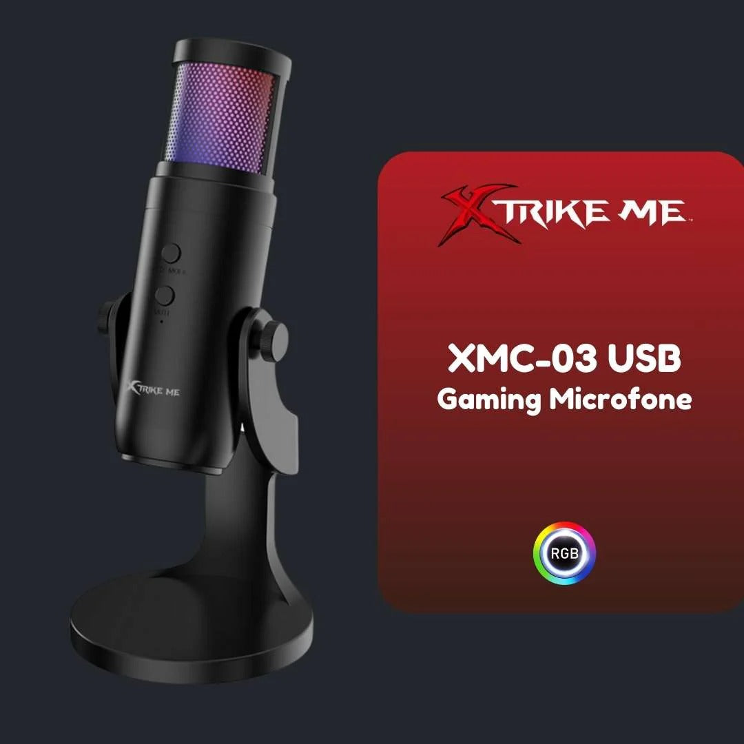 Professional USB RGB Microphone Condenser Mic For Gaming Xtrike Me XMC-03
