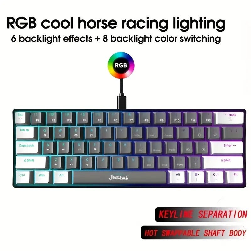 61 Keys Mechanical Rainbow Lighting Gaming keyboard Jedel KL69