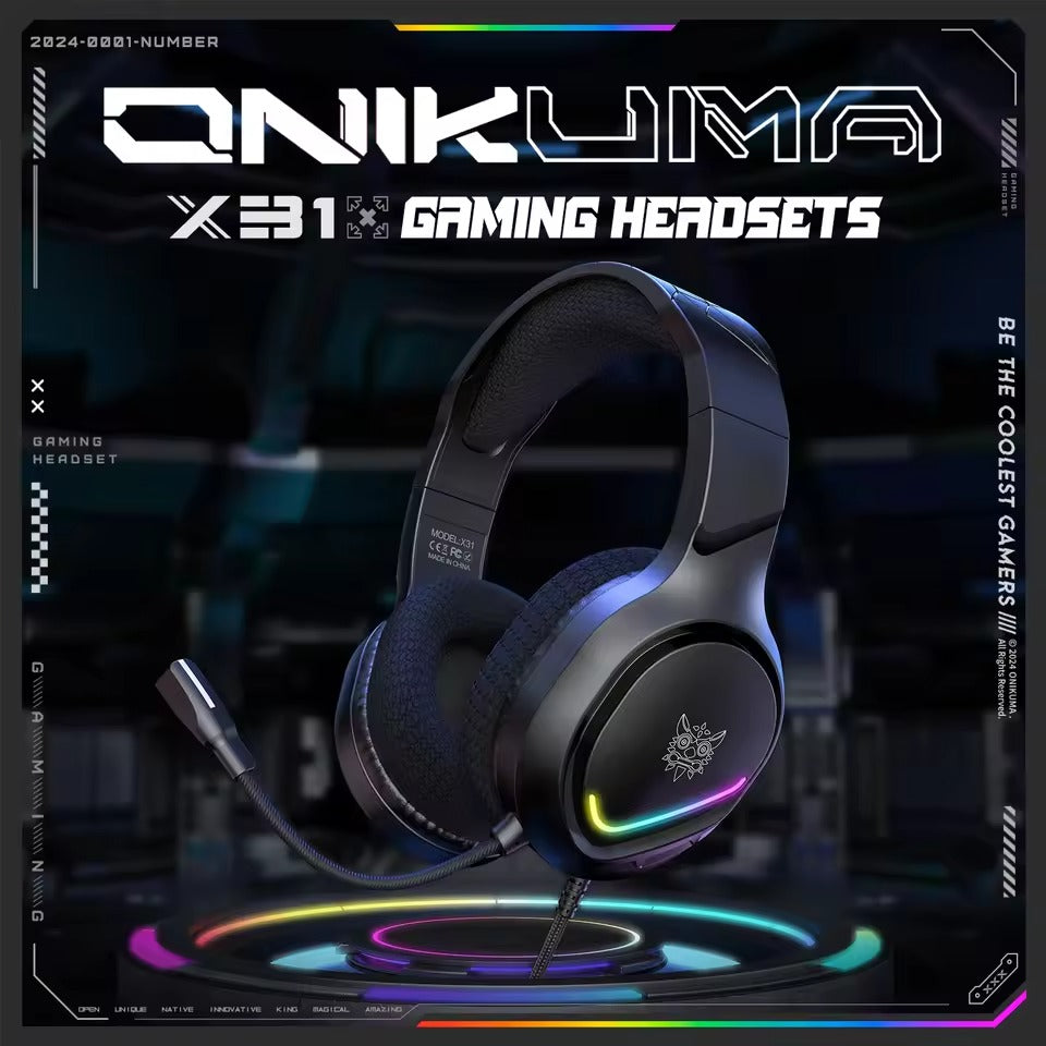 ONIKUMA X31 Gaming Headset Gaming headset 3.5 mm speaker 50mm RGB power PC/Mobile/Console