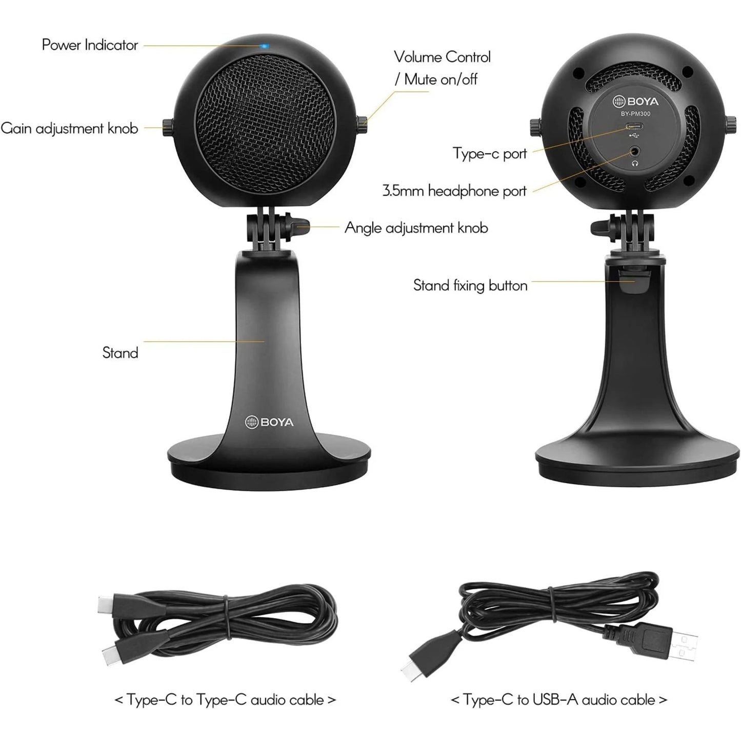 BOYA BY-PM300 USB Microphone for PC & Laptop – Plug & Play Condenser Mic for Recording, Streaming & Podcast