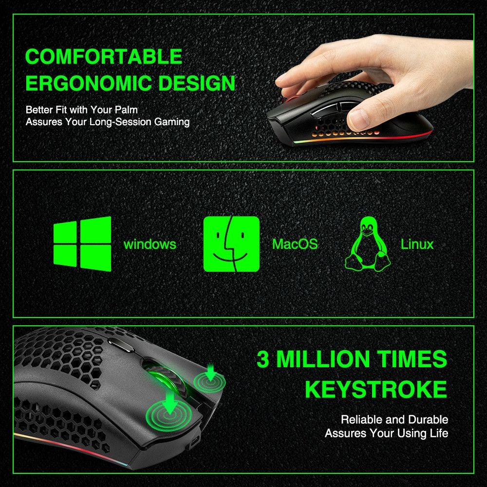 KM-1 Wireless 2.4G Dongle RGB Gaming Mouse – Rechargeable, Ergonomic Design, High-Precision Sensor for PC & Laptop.