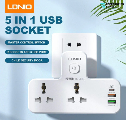 LDNIO 2 AC Outlets Portable Extension Power Socket SC2311